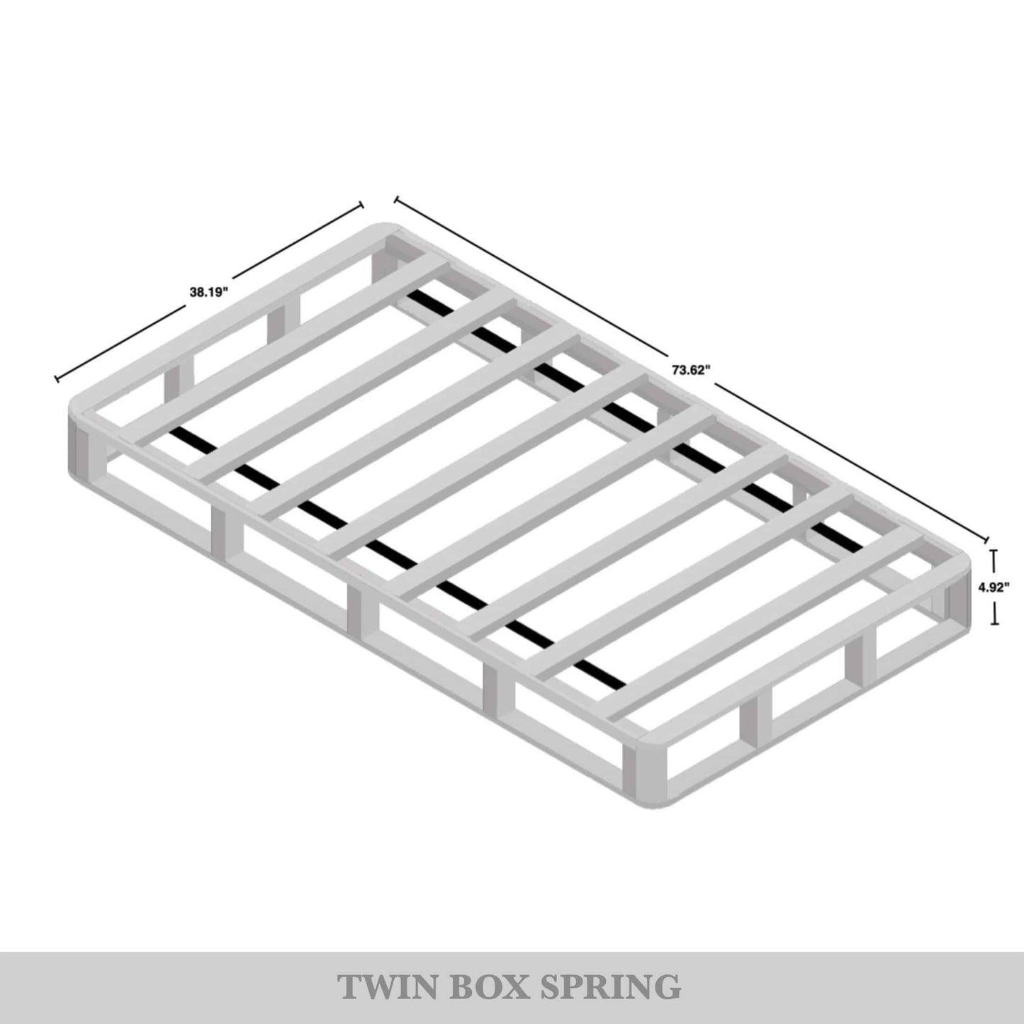 Sommier à lattes en bois massif CraftPorch de 5 pouces avec revêtement en lin gris chaud