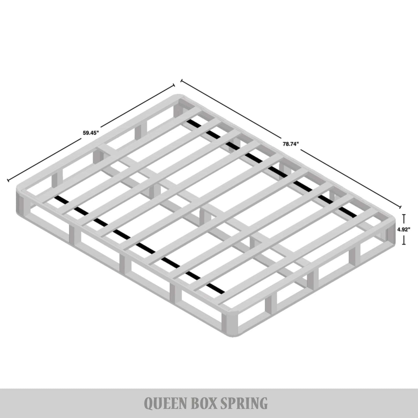 Sommier à lattes en bois massif CraftPorch de 5 pouces avec revêtement en lin gris chaud