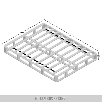 Sommier à lattes en bois massif CraftPorch de 5 pouces avec revêtement en lin gris chaud