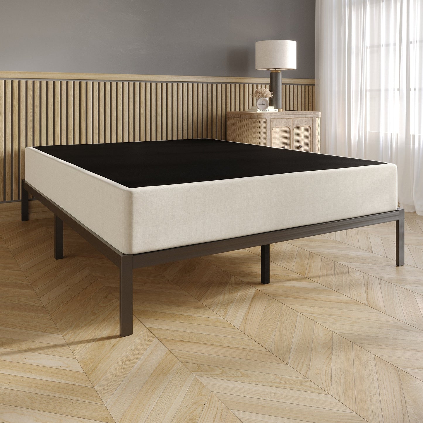 Sommier à ressorts à cadre métallique CraftPorch recouvert de lin