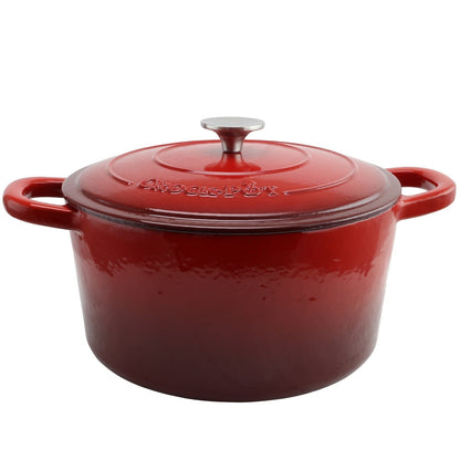 Poule à ragoût ronde en fonte de 7 quarts avec deux poignées, couleur rouge poivré, de la marque Craftsman.