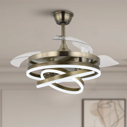 Ventilateur de plafond rétractable Cusp Barn 42 avec éclairage et télécommande, forme DIY, abat-jour moderne, moteur DC silencieux, éclairage LED.