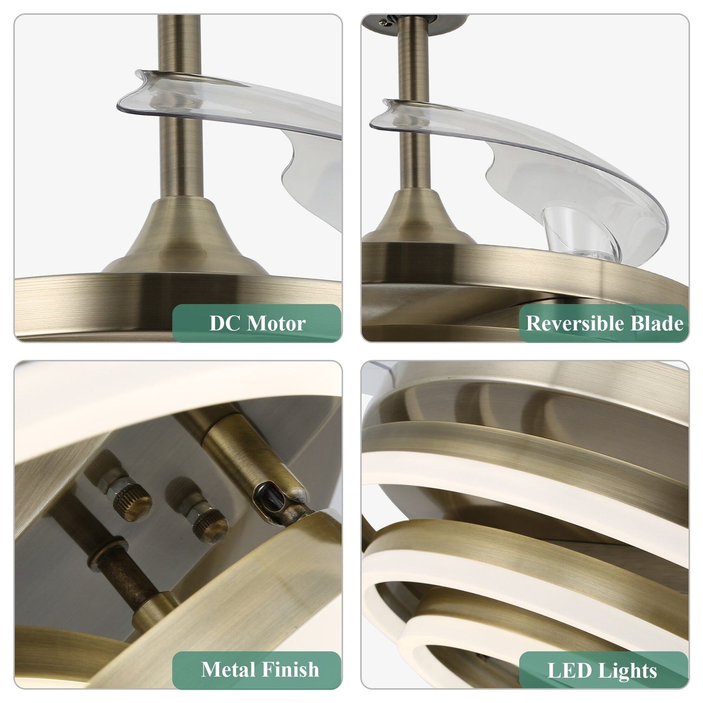 Ventilateur de plafond rétractable Cusp Barn 42 avec éclairage et télécommande, forme DIY, abat-jour moderne, moteur DC silencieux, éclairage LED.
