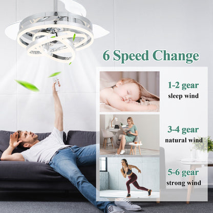 Ventilateur de plafond rétractable Cusp Barn 42 avec éclairage et télécommande, forme DIY, abat-jour moderne, moteur DC silencieux, éclairage LED.