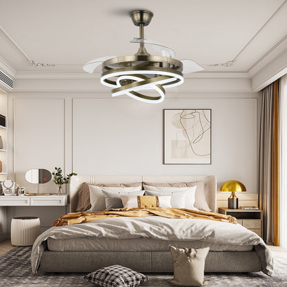 Ventilateur de plafond rétractable Cusp Barn 42 avec éclairage et télécommande, forme DIY, abat-jour moderne, moteur DC silencieux, éclairage LED.