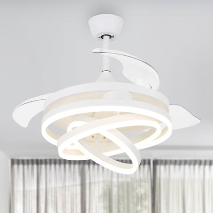 Ventilateur de plafond rétractable Cusp Barn 42 avec éclairage et télécommande, forme DIY, abat-jour moderne, moteur DC silencieux, éclairage LED.