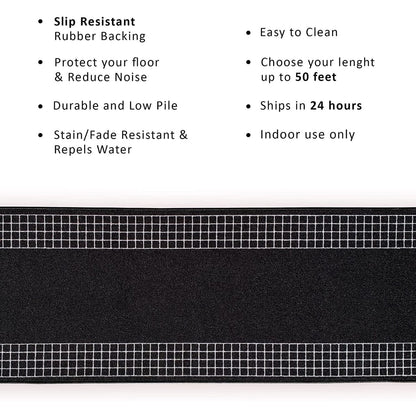 Checkered Border Non-slip Contemporary 26-inch Wide Runner Rug