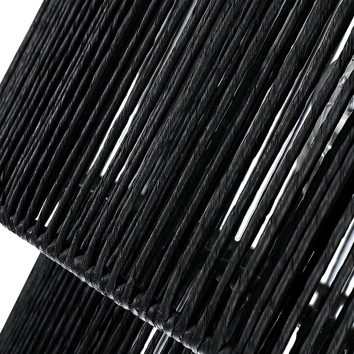 Luminaire suspendu à 4 lumières en rotin noir, modèle Cynthia - 56 cm de largeur