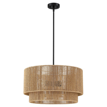 Suspension en rotin naturel à 4 lumières, modèle Cynthia - 56 cm de largeur