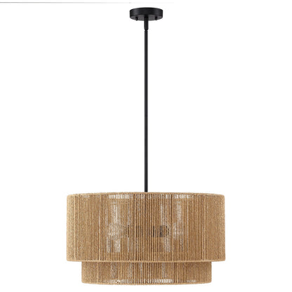 Suspension en rotin naturel à 4 lumières, modèle Cynthia - 56 cm de largeur