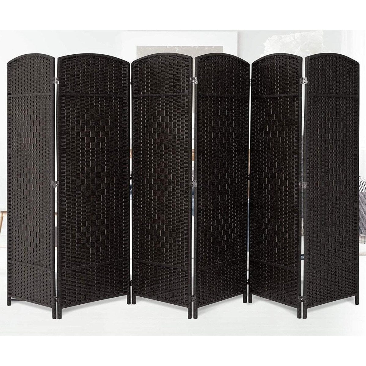 Paravent de séparation de pièce, hauteur 1,8 m, en fibre tressée, pliable, pour plus d'intimité.