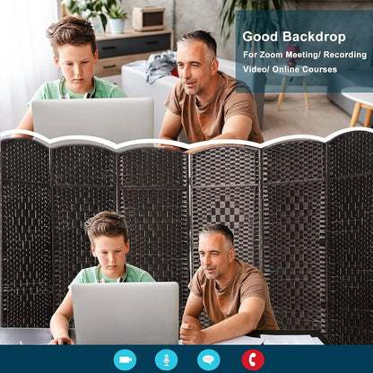 Paravent de séparation de pièce, hauteur 1,8 m, en fibre tressée, pliable, pour plus d'intimité.