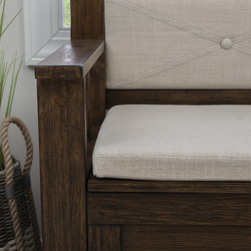 Banc d'entrée avec rangement et couvercle rabattable en bois Dahlia