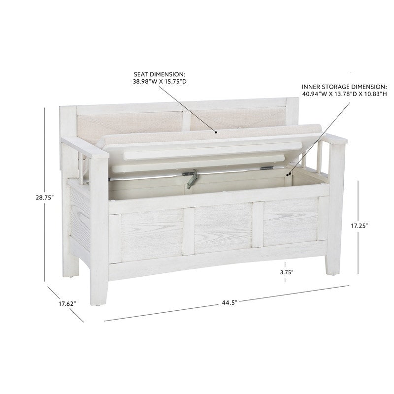 Banc d'entrée avec rangement et couvercle rabattable en bois Dahlia