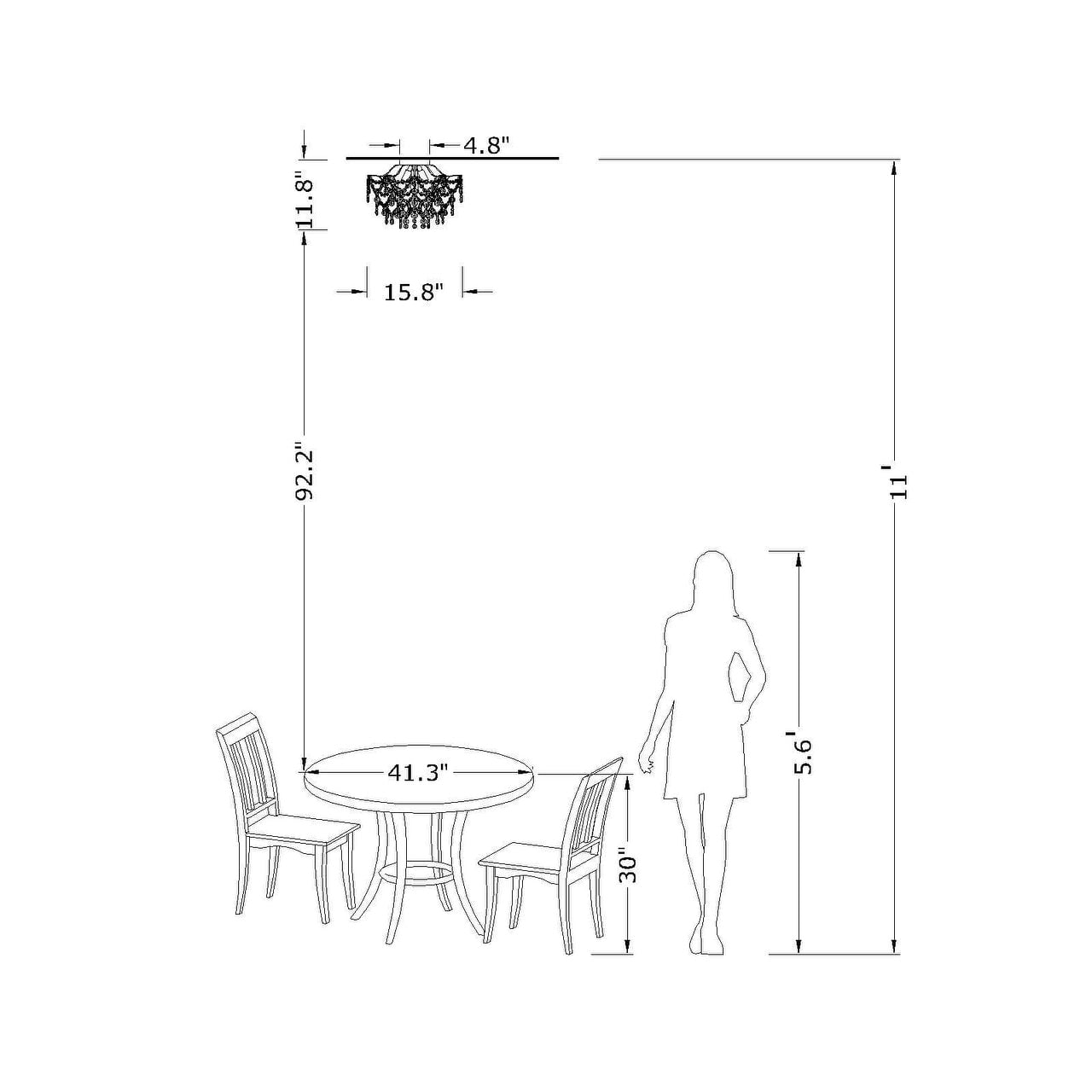 Dalia - Plafonnier intérieur élégant à 3 lumières avec cristaux