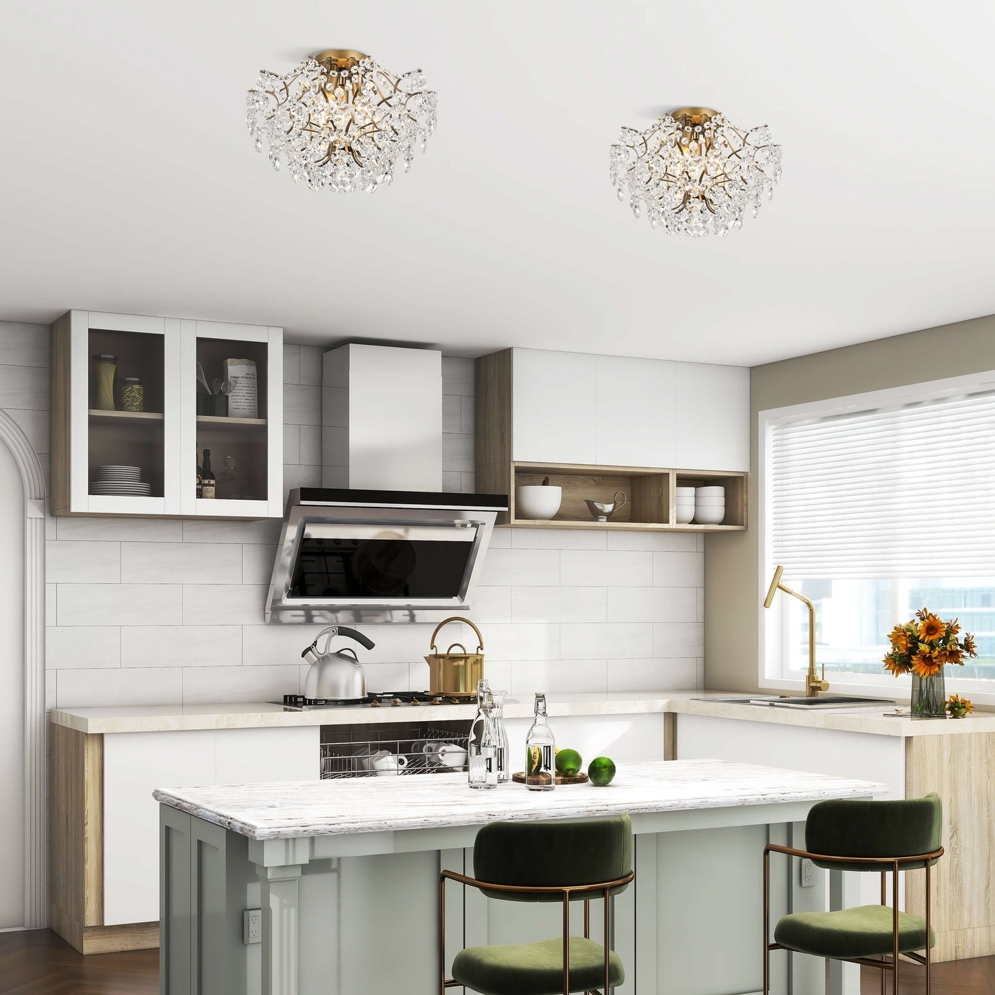 Dalia - Plafonnier intérieur élégant à 3 lumières avec cristaux