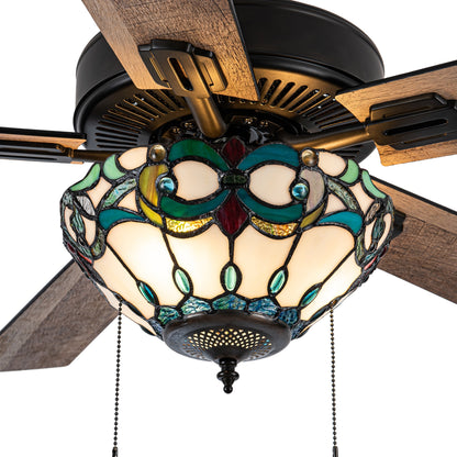 Ventilateur de plafond Della River of Goods à 52 pouces avec 3 lumières, télécommande et fini bronze huilé et verre teinté