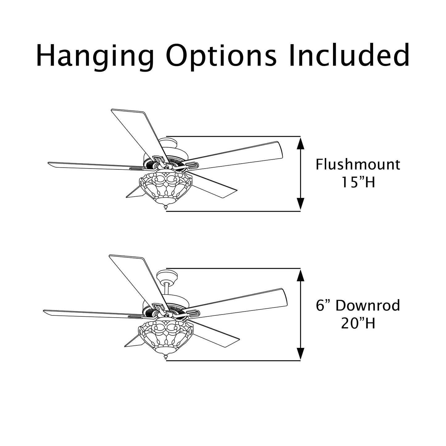 Ventilateur de plafond Della River of Goods à 52 pouces avec 3 lumières, télécommande et fini bronze huilé et verre teinté