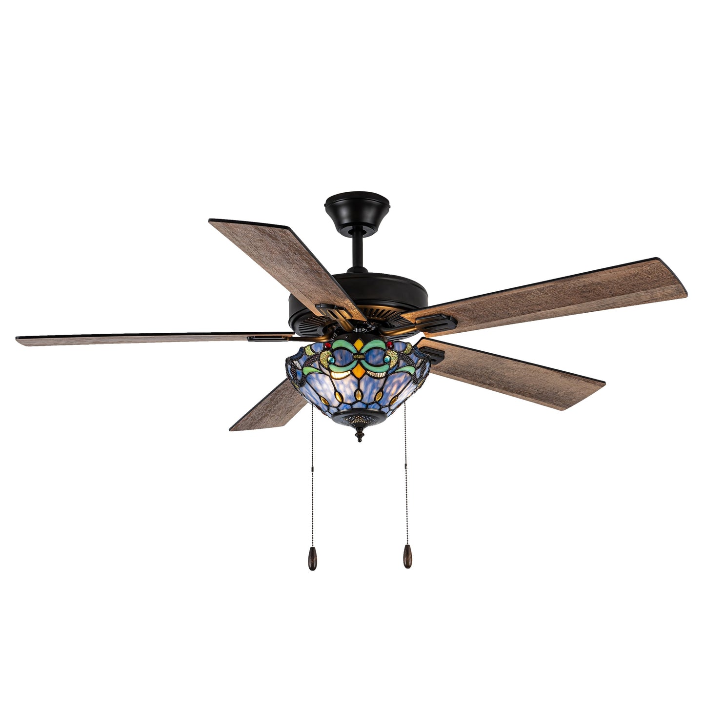 Ventilateur de plafond Della River of Goods à 52 pouces avec 3 lumières, télécommande et fini bronze huilé et verre teinté
