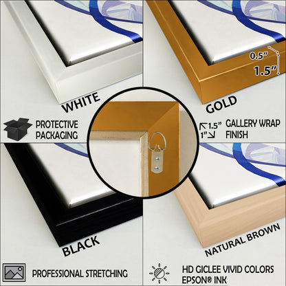 Designart Impression sur toile encadrée d'art abstrait géode, forme de marbre bleu et or III, géométrique moderne - 3 panneaux