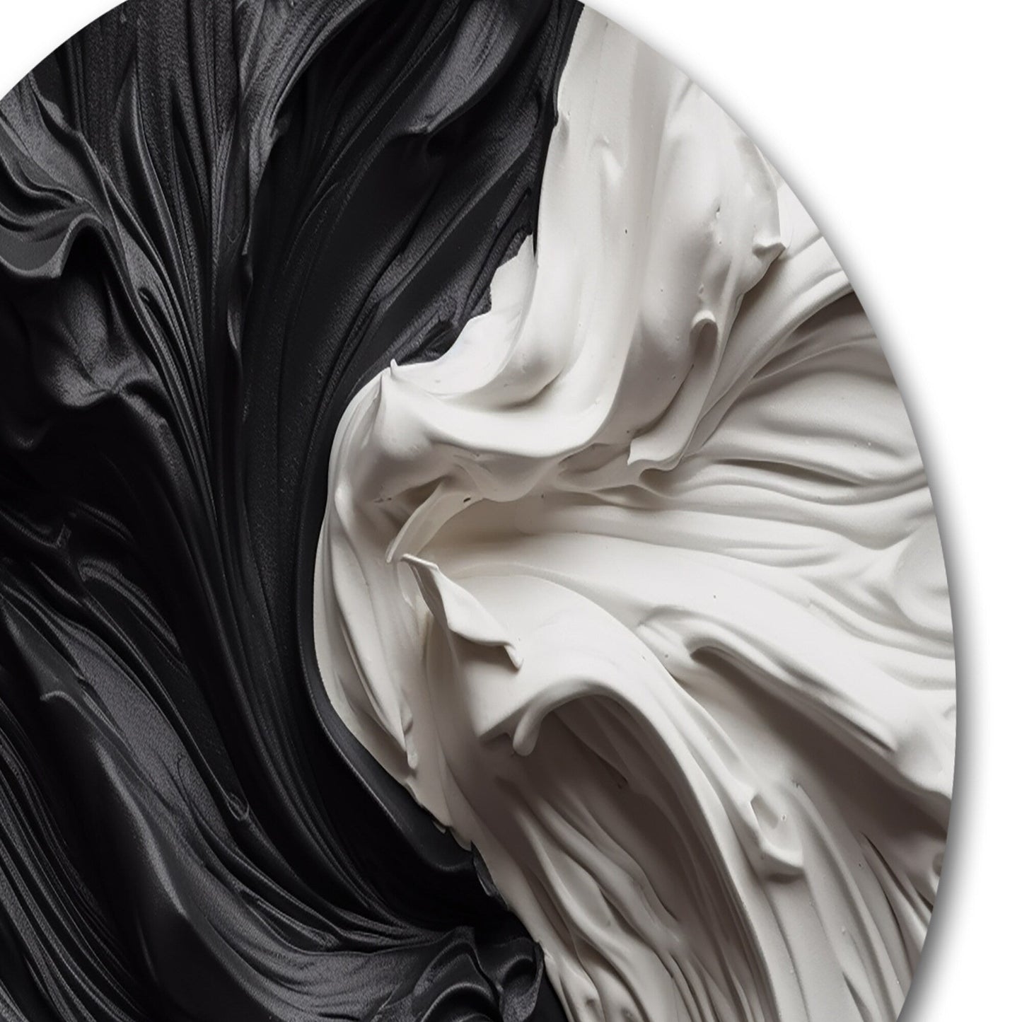 Designart Black White Marbled Dreamscape V Modern Geometric Metal Round Wall Art