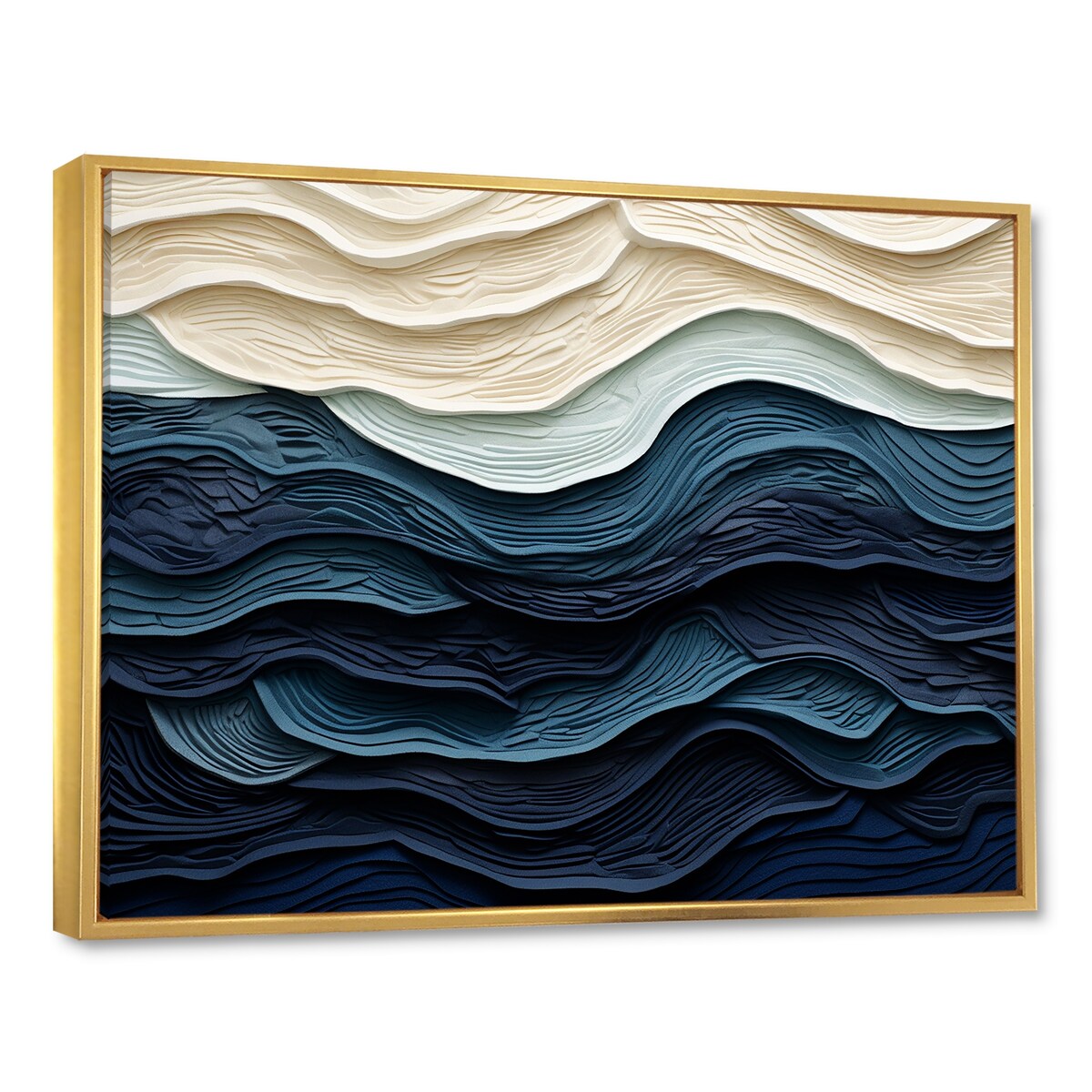 Designart Blue And White Coastal Wave S Edge Coastal Minimalism Blue Wall Decor Coastal Living Room Framed Canvas Art