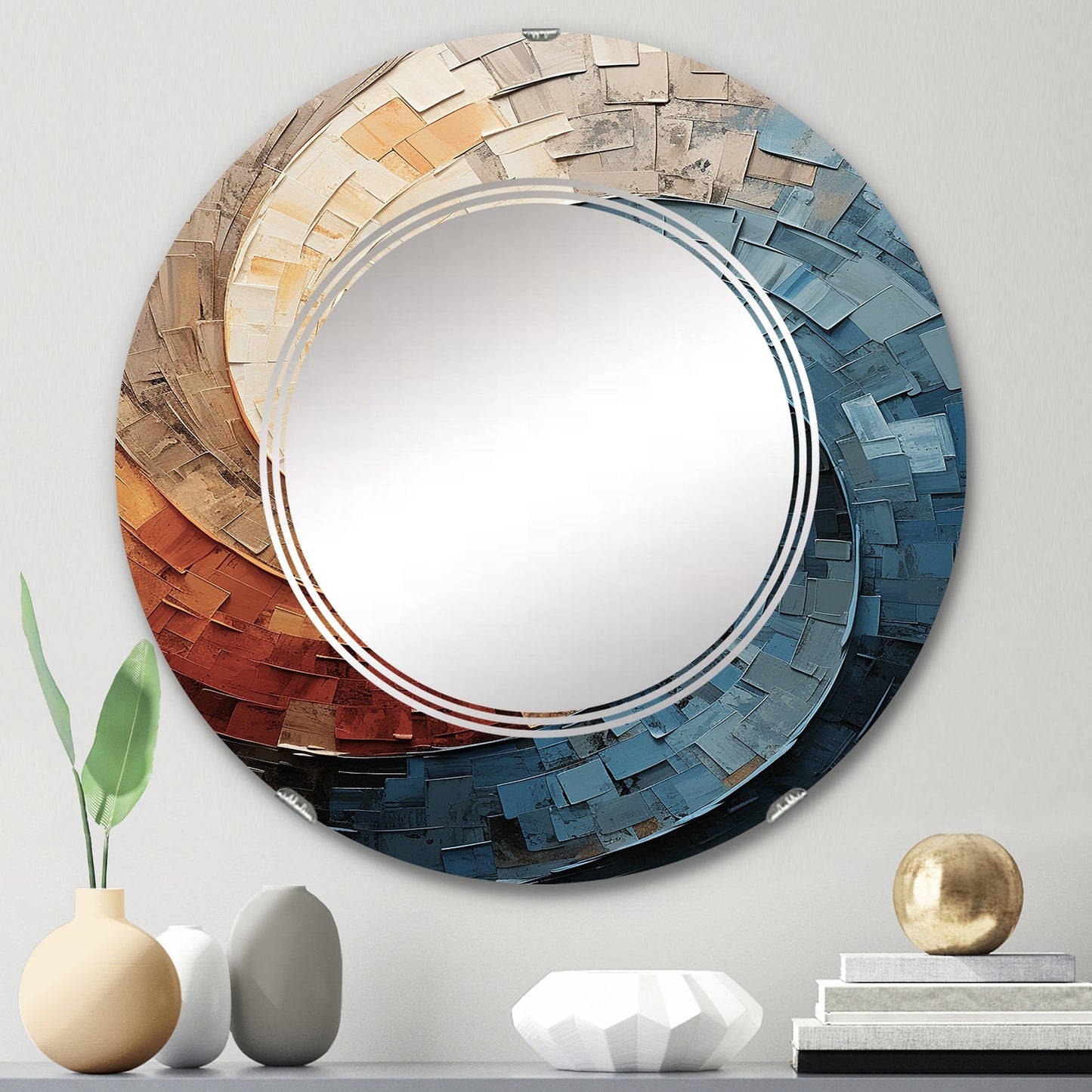 Designart Miroir mural abstrait moderne en spirale et en collage