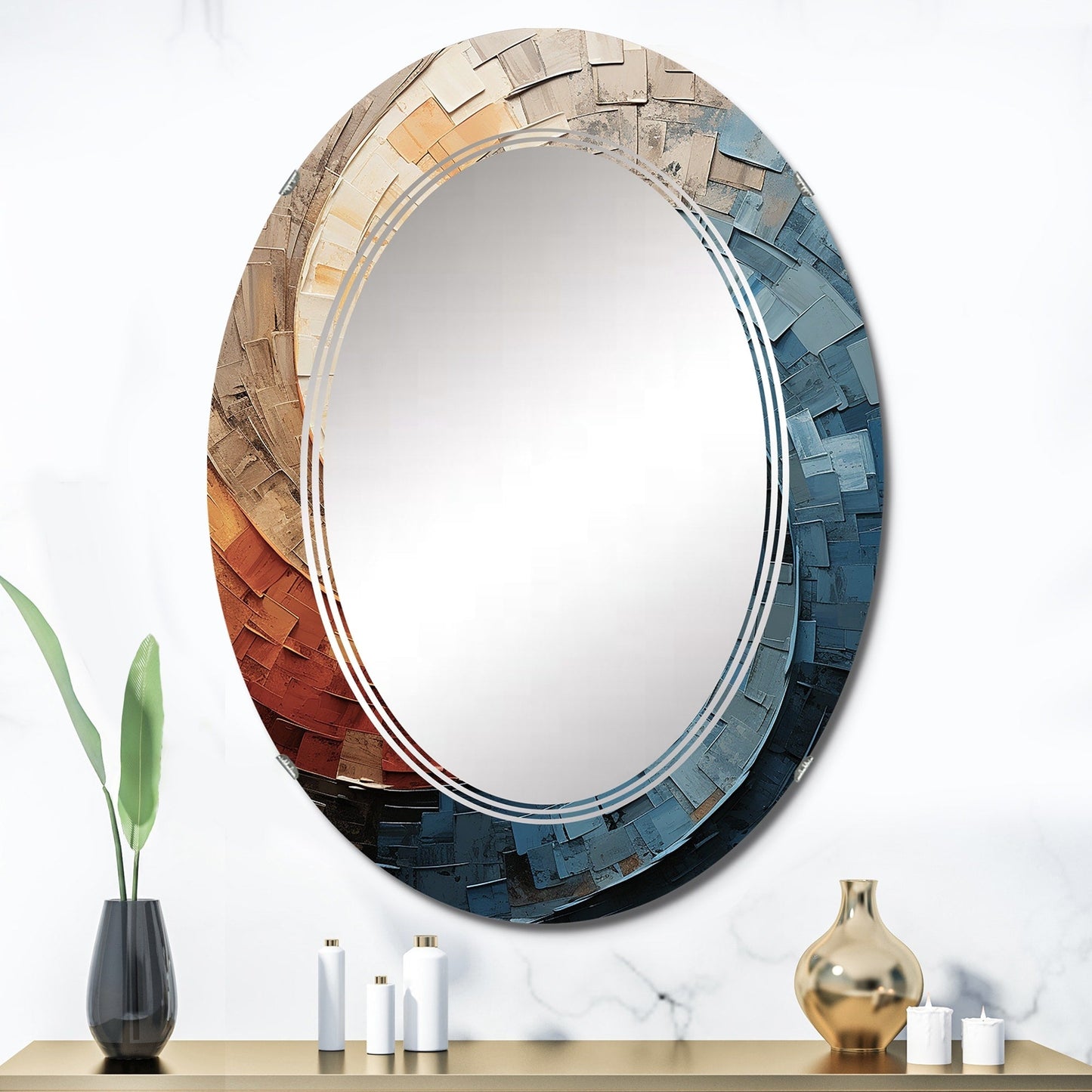Designart Miroir mural abstrait moderne en spirale et en collage