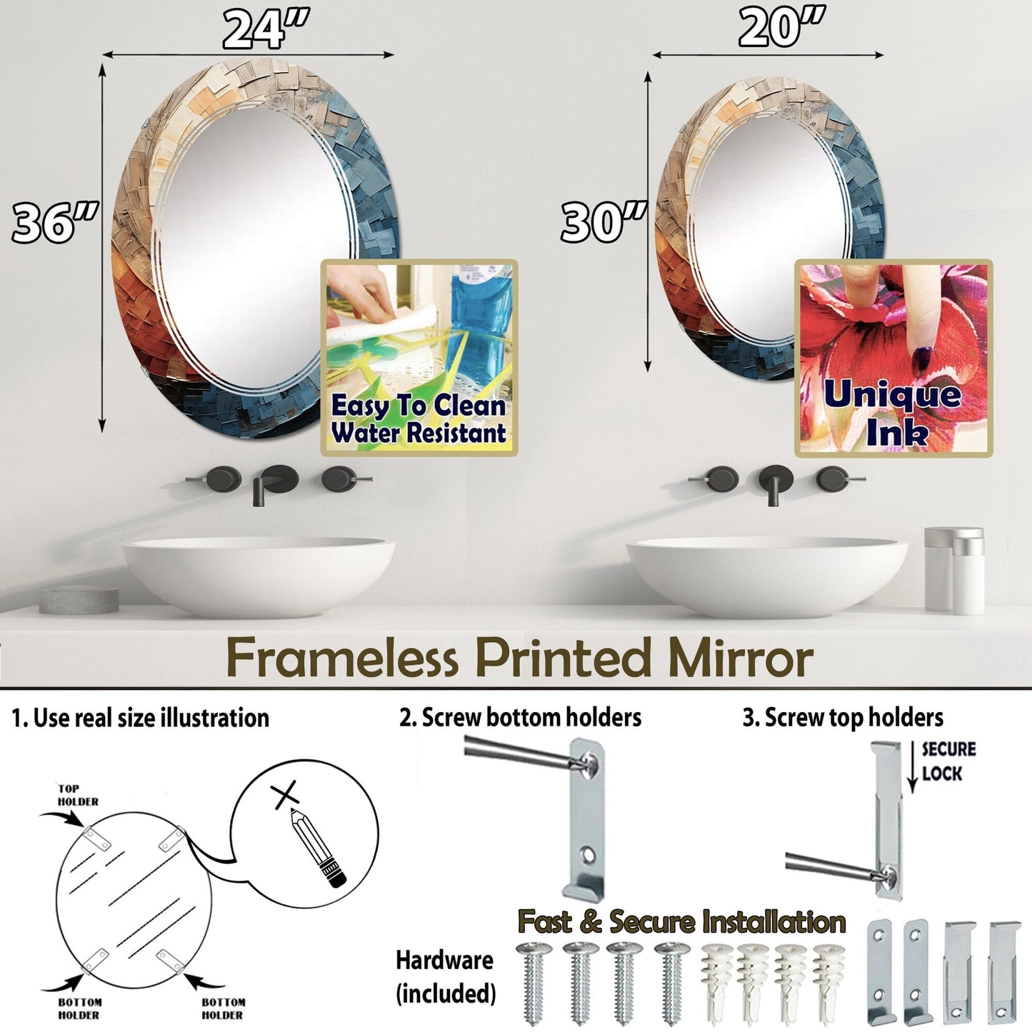 Designart Miroir mural abstrait moderne en spirale et en collage