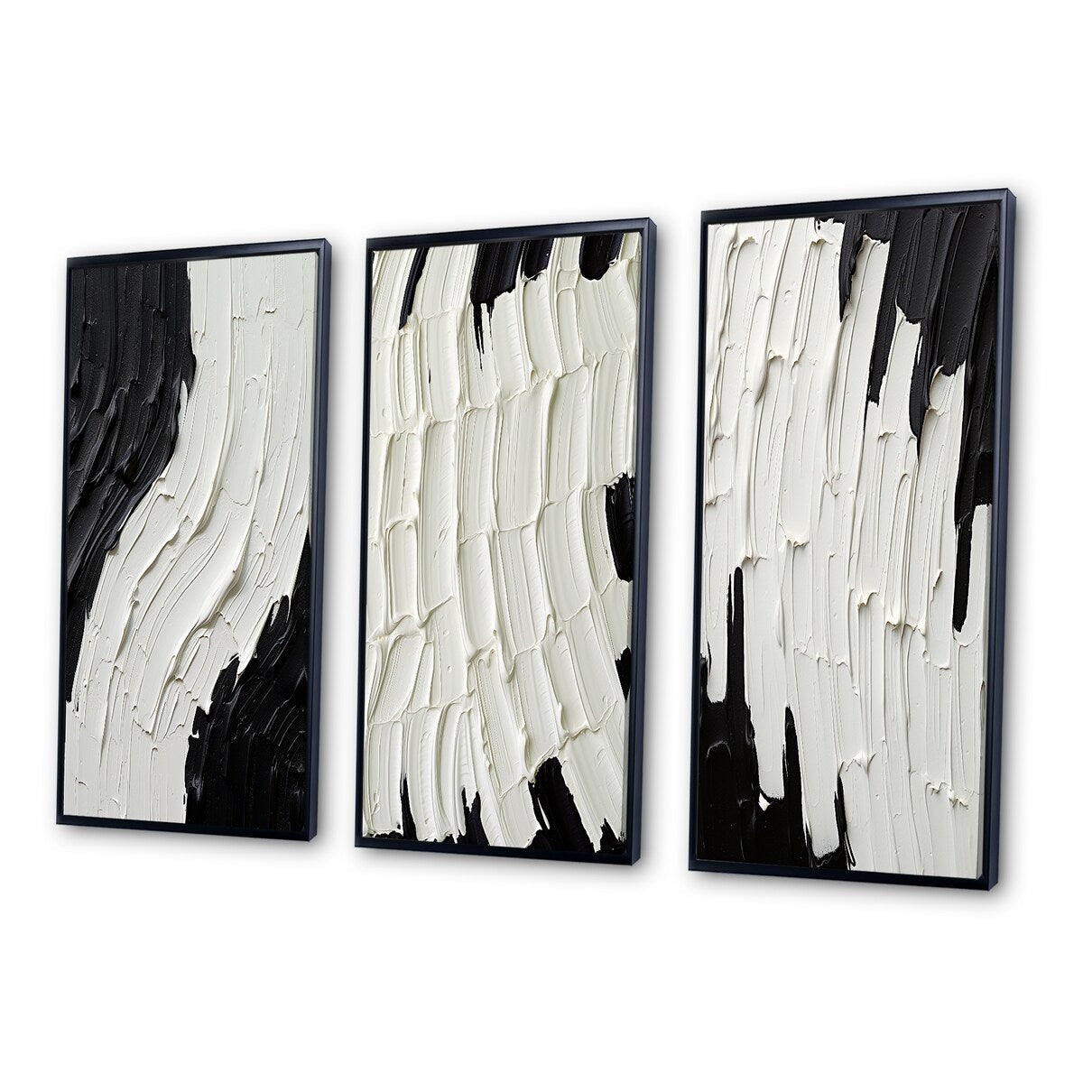 Designart Momentary Spirit - Ensemble de 3 tableaux abstraits noir et blanc encadrés pour décoration murale.