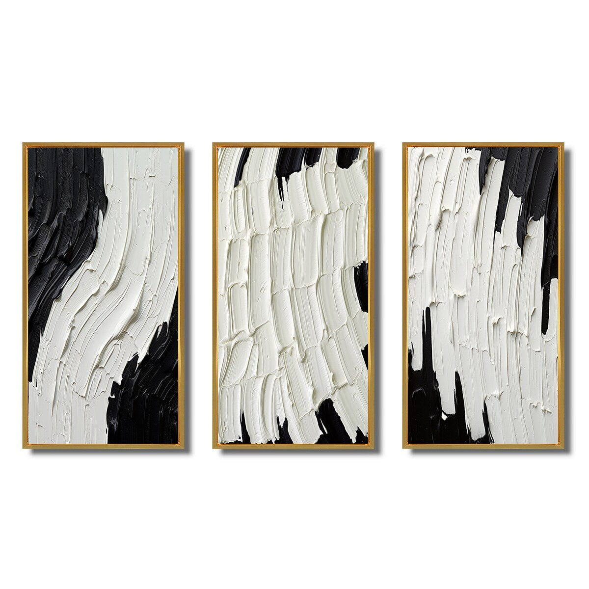 Designart Momentary Spirit - Ensemble de 3 tableaux abstraits noir et blanc encadrés pour décoration murale.