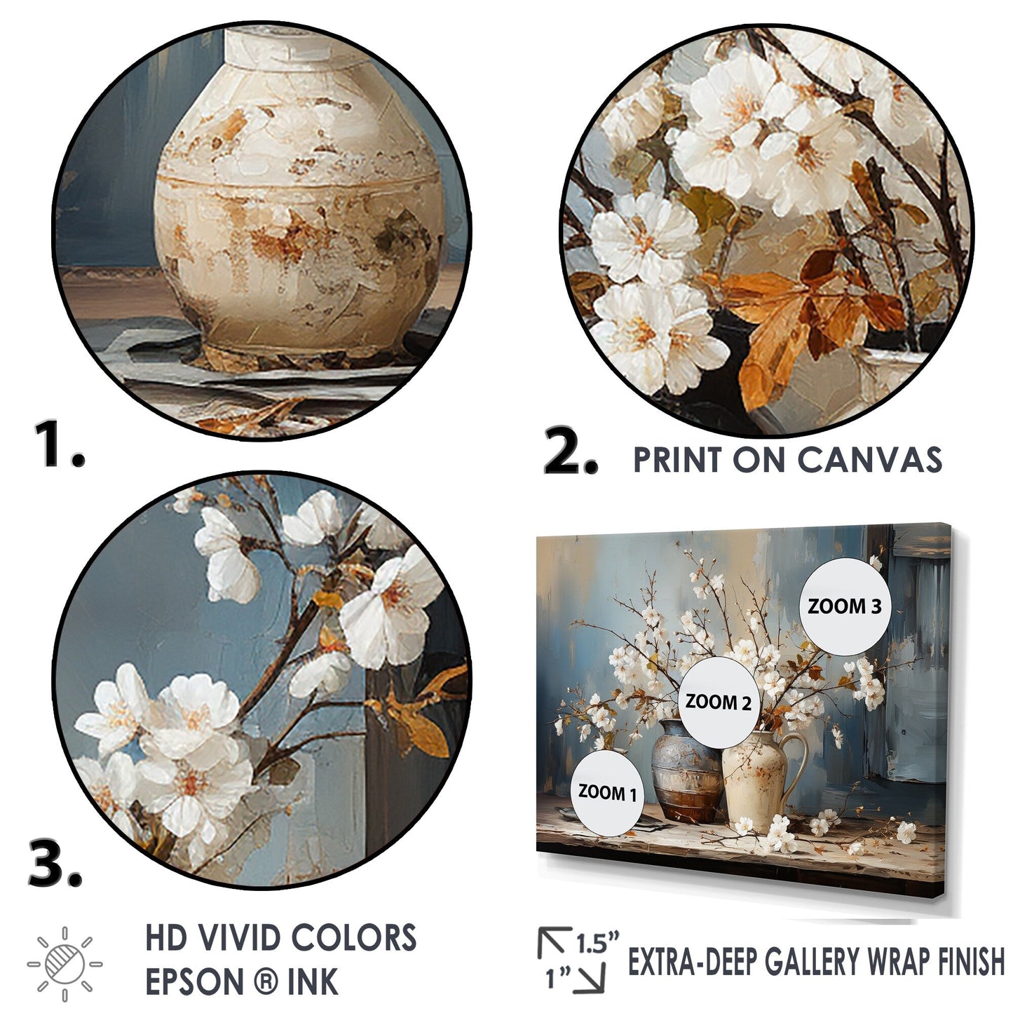 Designart Peinture sur toile représentant une nature morte de poterie et de fleurs I Tree