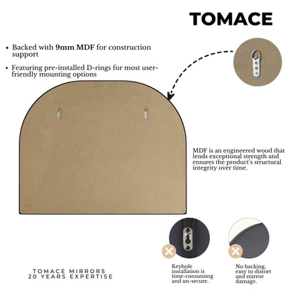 TEHOME Dezerae Grand miroir à arche pour cheminée, 102 cm L x 81 cm H