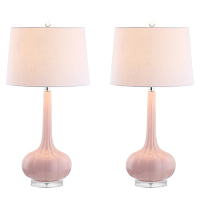Lampe de table LED en verre en forme de goutte d'eau Diamante 28.5, rose (lot de 2) par JONATHAN Y
