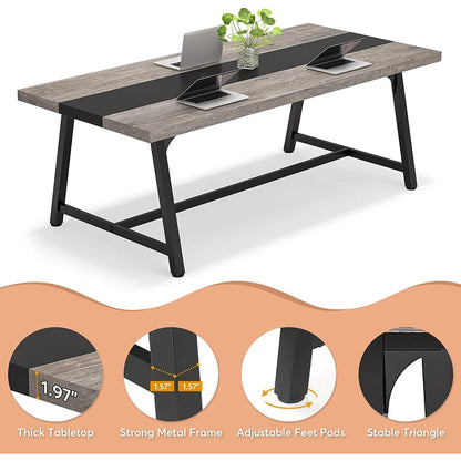 Table de salle à manger pour 8 personnes, table de cuisine rectangulaire en bois de 179,5 cm (70,87 pouces)