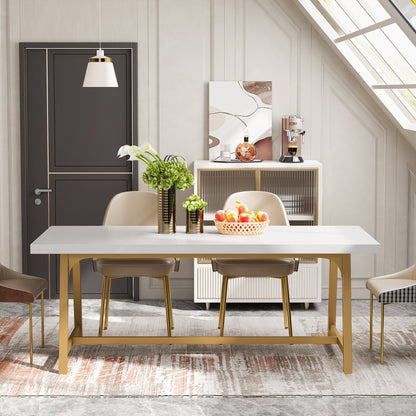 Table de salle à manger pour 8 personnes, table de cuisine rectangulaire en bois de 179,5 cm (70,87 pouces)