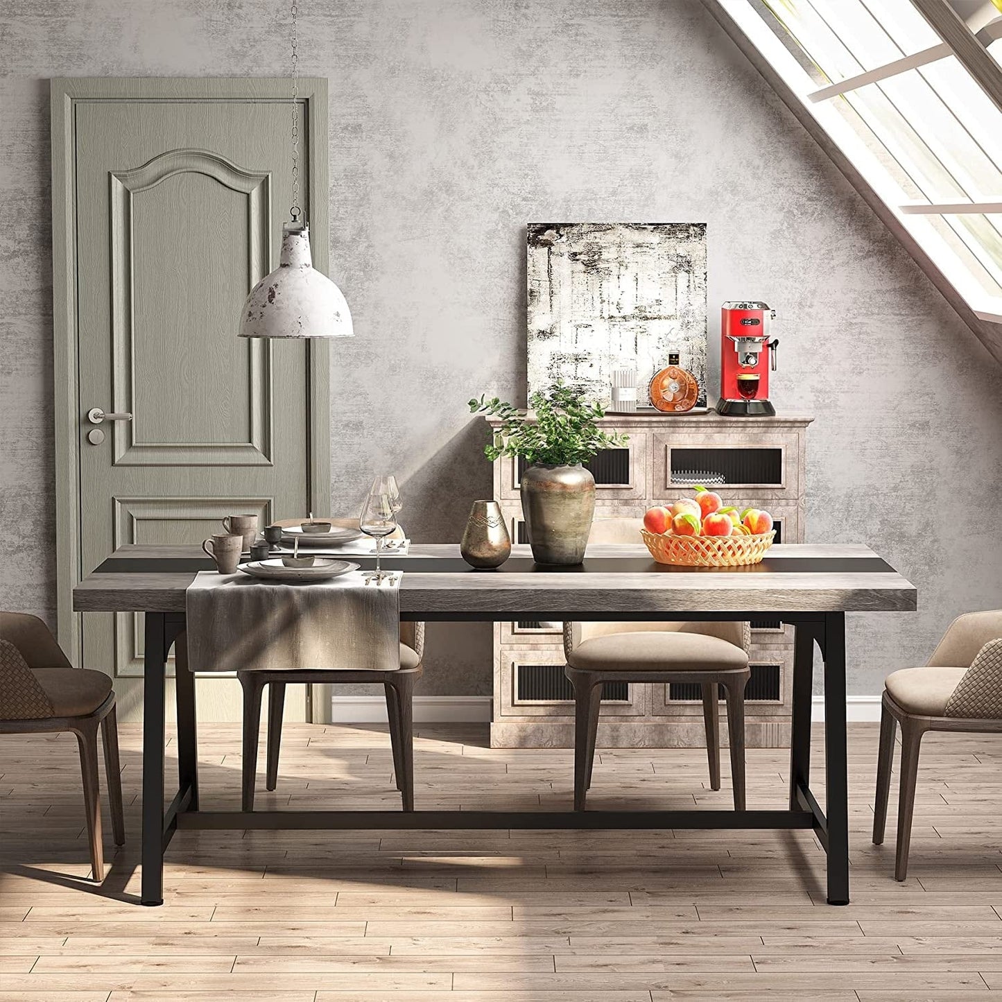 Table de salle à manger pour 8 personnes, table de cuisine rectangulaire en bois de 179,5 cm (70,87 pouces)