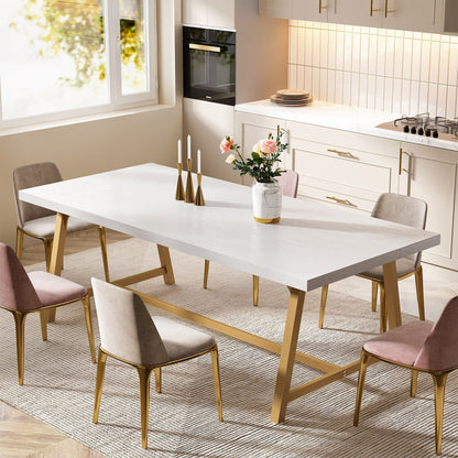 Table de salle à manger pour 8 personnes, table de cuisine rectangulaire en bois de 179,5 cm (70,87 pouces)