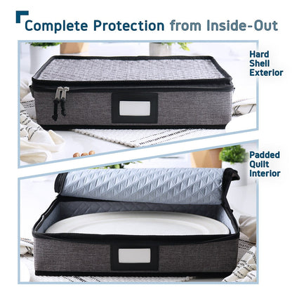 StorageBud Dinnerware Storage Containers - Stackable Holders for Plates, Cups, Flatware, Stemware, & Platter Sets