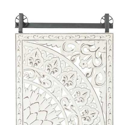 Décoration murale en bois blanc ivoire vieilli avec accents noirs (lot de 2)