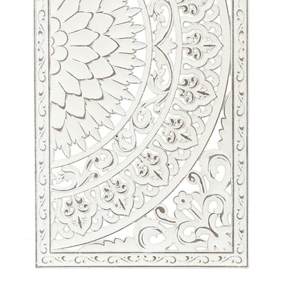 Décoration murale en bois blanc ivoire vieilli avec accents noirs (lot de 2)