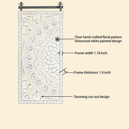 Décoration murale en bois blanc ivoire vieilli avec accents noirs (lot de 2)