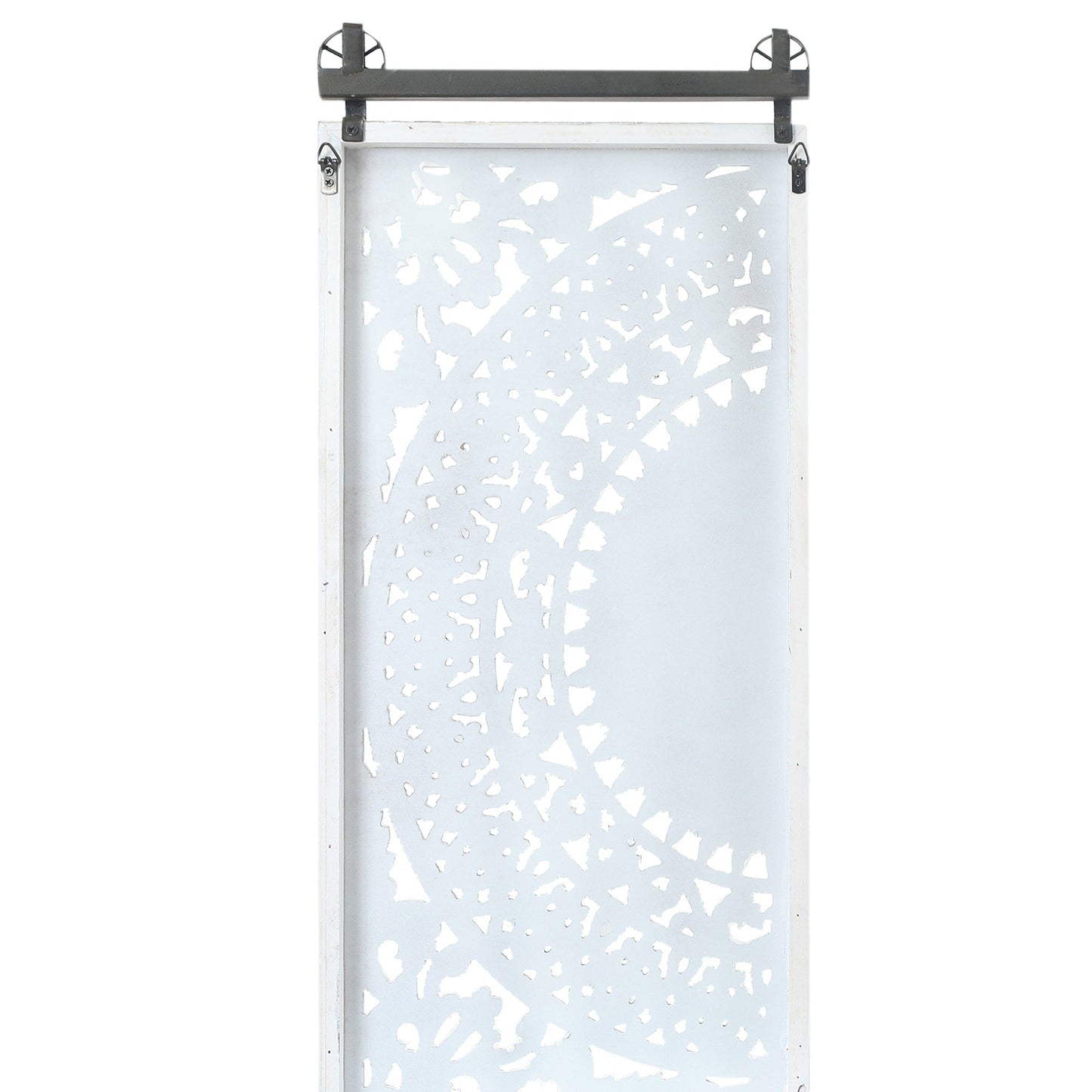 Décoration murale en bois blanc ivoire vieilli avec accents noirs (lot de 2)