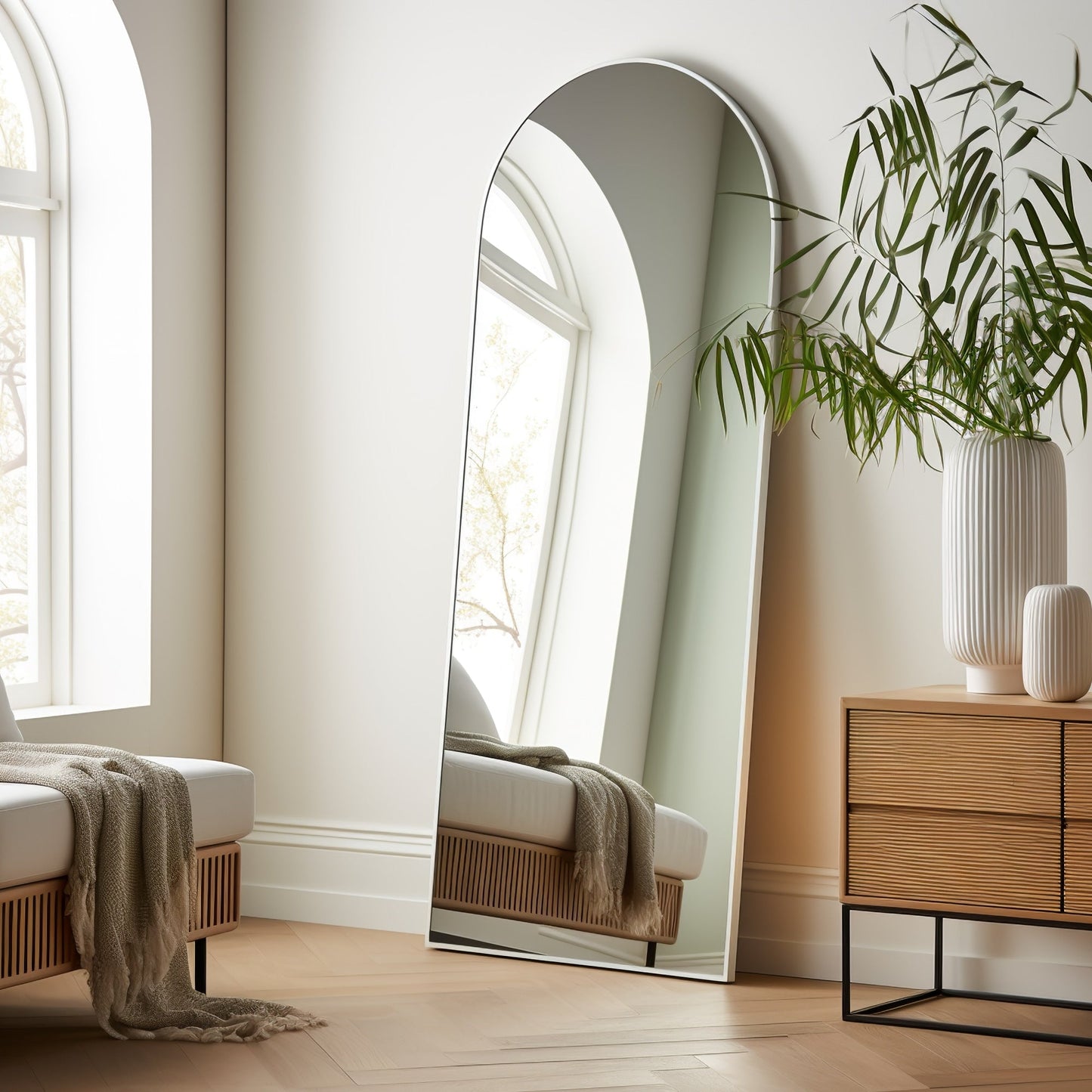 Dovelina Miroir mural à poser, miroir de corps entier, miroir de sol avec arche