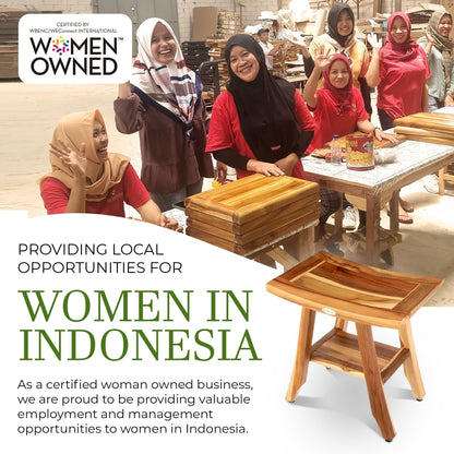 EcoDecors, Banc, Tabouret de Douche, Assise de Douche, Chaise de Douche pour Intérieur de Douche, Petit Banc, Banc de Douche en Teck, Repose-Pieds de Douche