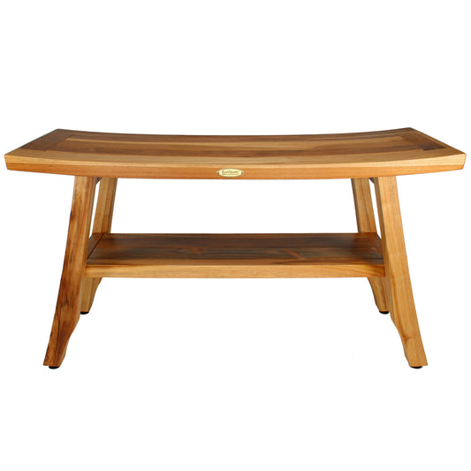 EcoDecors Satori, banc de douche en teck de 86 cm, banc en bois, banc de salle de bain, siège de douche pour adultes, tabouret de douche en teck