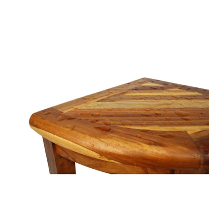 EcoDecors, Snazzy Corner, Banc de douche en teck, Tabouret de douche en teck, Tabouret de douche d'angle, Banc de douche d'angle en teck, Avec étagère