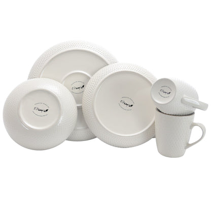 Service de table Elama à pois en relief bicolore, 16 pièces, bleu poudré