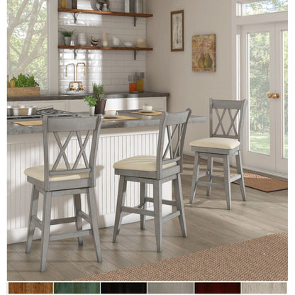 Tabouret de bar pivotant en bois avec dossier double X Eleanor de iNSPIRE Q Classic