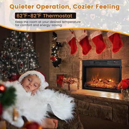 Insert de cheminée électrique avec chauffage réglable, luminosité réglable, minuterie et protection contre la surchauffe, 1400 W, homologué CSA